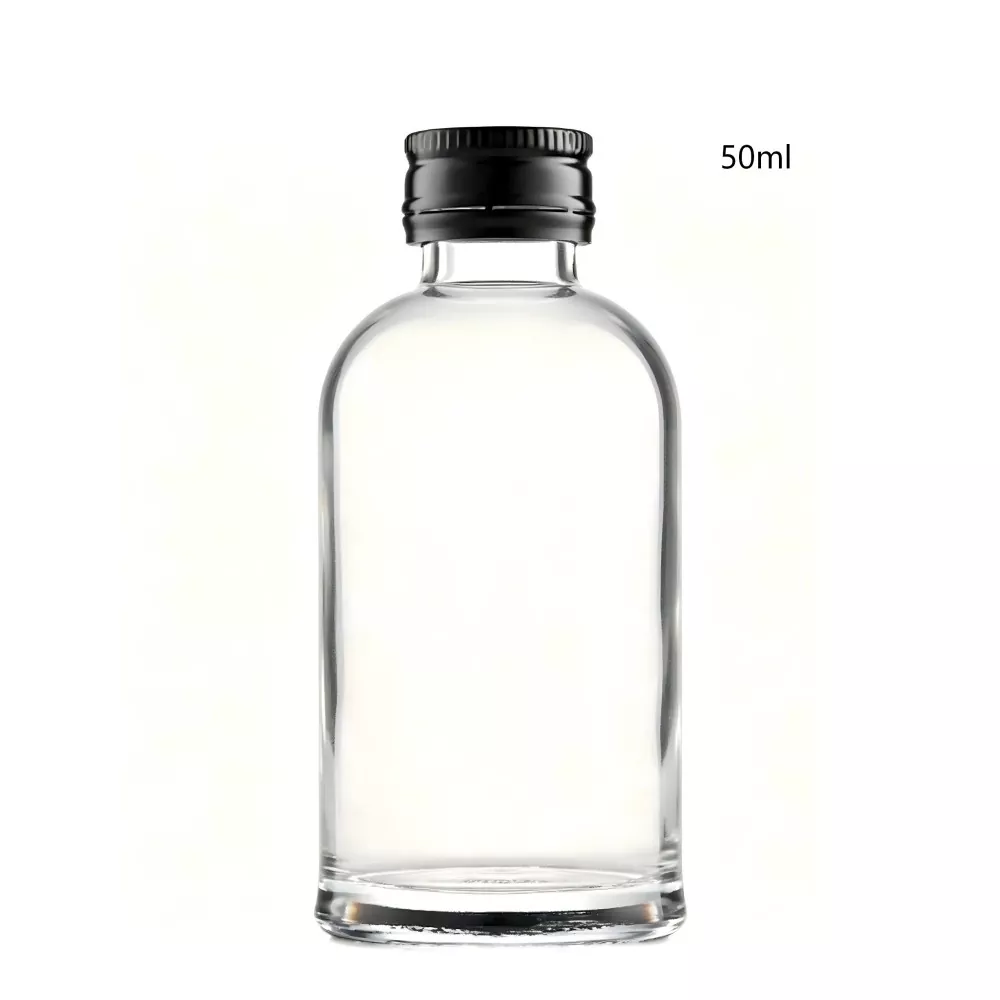 Ronde glazen Ierse whiskyfles van 50 ml met schroefdop