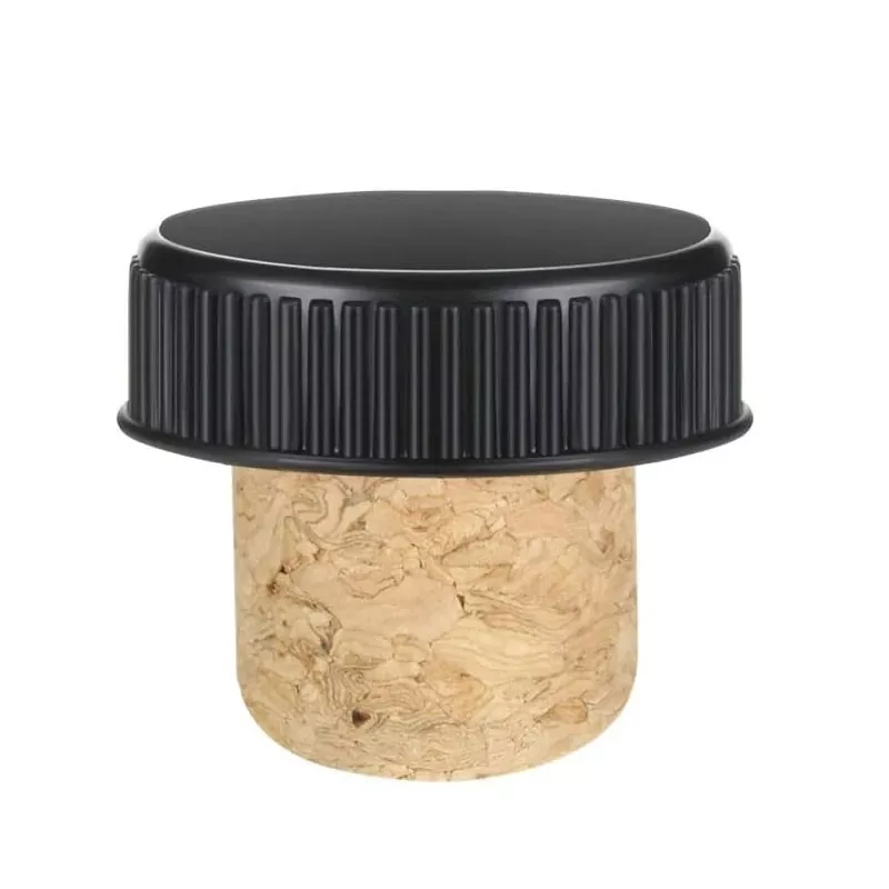Houten kurkstop met plastic bovenkant